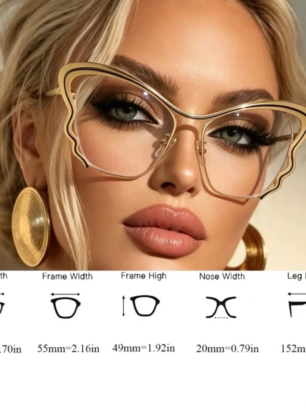 New Gold Butterfly Frame Fashion Glasses